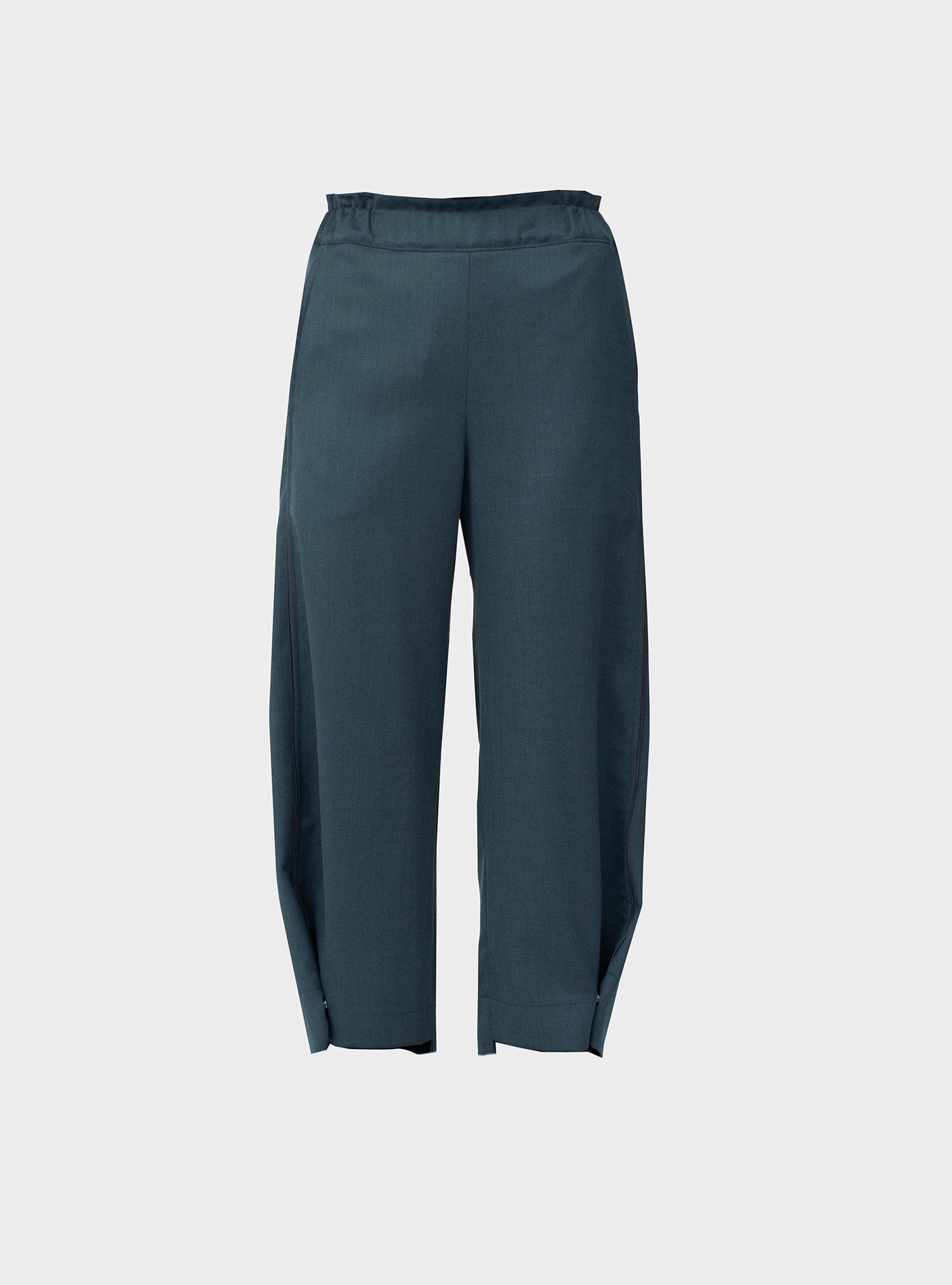 Crop Trousers in peacock green luxury worsted wool from Savile Row, with  piping