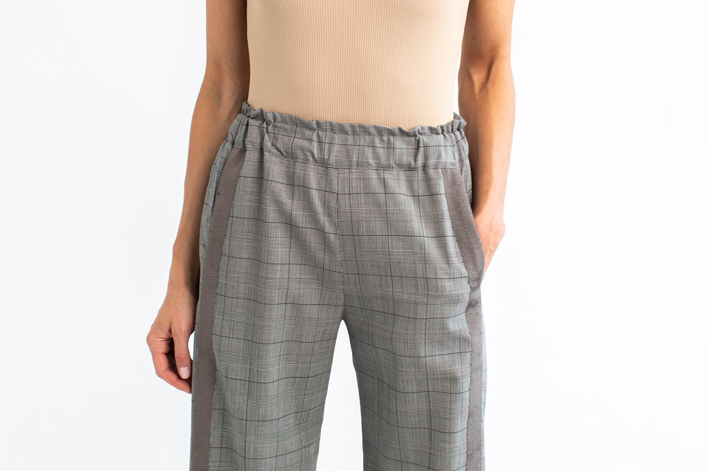 Crop Trousers in grey check luxury fine wool from Savile Row
