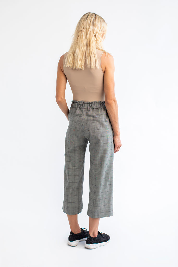 Crop Trousers in grey check luxury fine wool from Savile Row