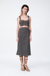 Wrap Skirt in clay luxury fine wool from Savile Row