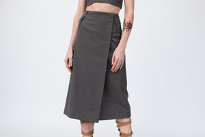 Wrap Skirt in clay luxury fine wool from Savile Row