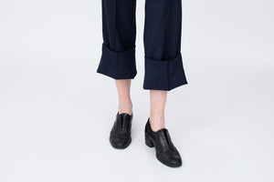 Dual tailored trousers in navy luxury fine wool, micro herringbone from Savile Row