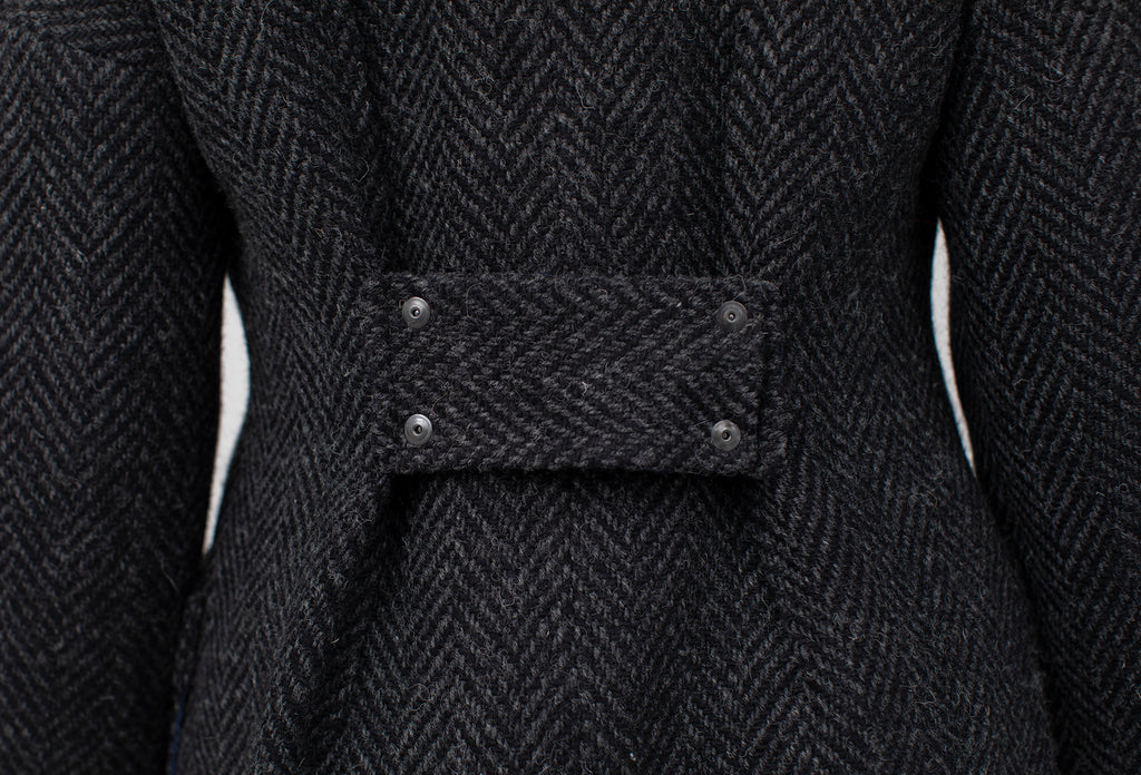 The New Coat in Magee’s Donegal bold herringbone heavy weight 100% wool, charcoal